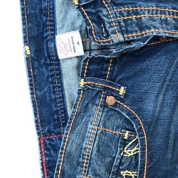 Vintage True Religion Jeans Size 36 Billy Giant Big T Blue - Picture 5 of 6